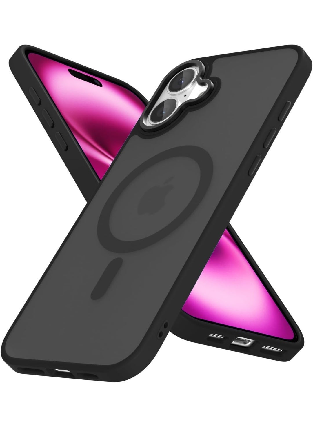 Matte Magnetic Case for iPhone 16 Plus Case, Compatible with MagSafe, Plating Luxury Cover, Matte Soft TPU Shockproof Protective Phone Case, (black)